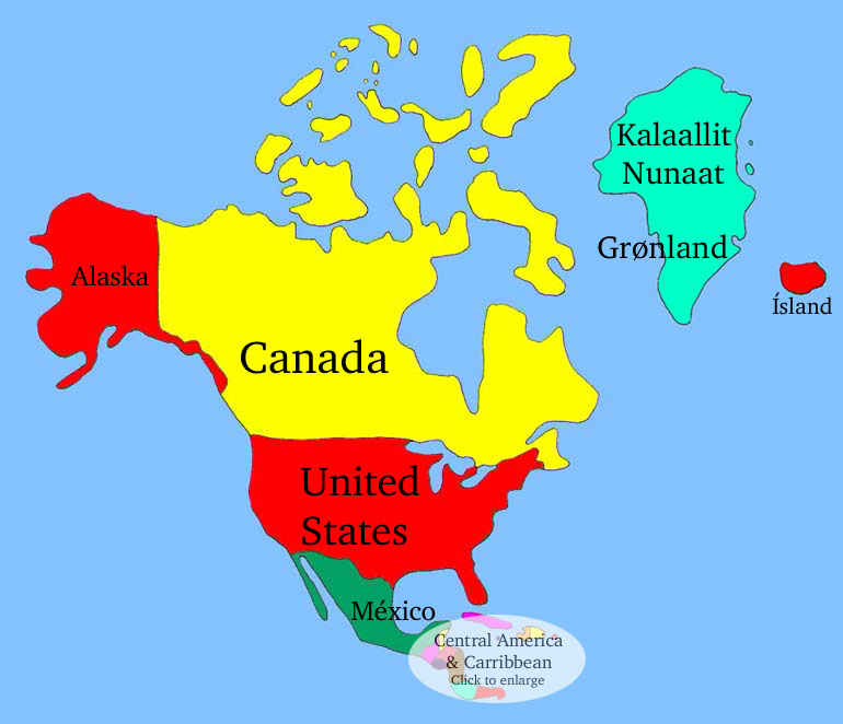 América Del Norte Países Y Regiones